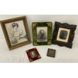 4 antique framed photograph portraits to include daguerreotype portrait of a gentleman.
