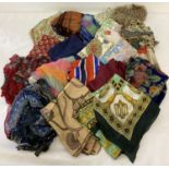 20 vintage silk, chiffon and polyester scarves in varying sizes and designs to include Jaeger.