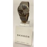 A men's Skagen 233XLTTM slimline wristwatch with stainless steel mesh strap.