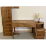 A vintage bespoke made mid century solid oak bedroom suite with inlaid detail.