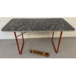 A 1960's rectangular shaped, black and white patterned, Formica topped coffee table.
