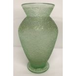 A Daum Nancy Art Deco frosted design pale green glass vase.