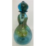 An Unusual Studio Art glass bottle with stopper of baluster form, possibly by Bernard Rooke.