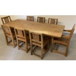 Robert Thompson - Classic Mouseman, 7'0" refectory table and 8 chairs, circa 1951.