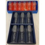 2 boxed sets of glasses. A boxed set of 6 Gabriel crystal wine glasses by Bohemia Glassworks.