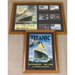 2 framed and glazed reproduction Titanic posters.