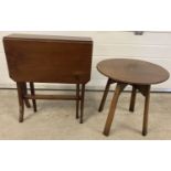 2 vintage wooden tables. A mahogany Sutherland style table.