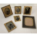 5 Victorian gilt framed small daguerreotype photographic portraits of gentleman.