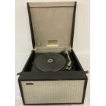 A vintage Hacker Gondolier GP42 portable record player with Garrard turntable.