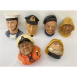 A collection of 6 vintage Bossons chalk head plaques of various seamen.