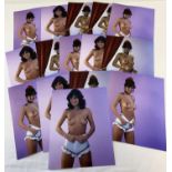 5 sets of 3 photographic colour prints of a young Linda Lusardi.