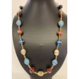 A 24" costume jewellery necklace made from multicoloured Venetian style glass beads.