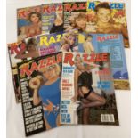 10 assorted vintage issues of "Razzle", adult erotic magazine.