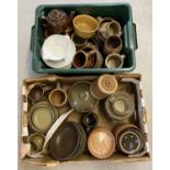 2 boxes of mostly studio pottery table and dinner ware.