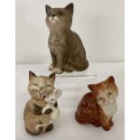 3 small Beswick ceramic cat figurines.