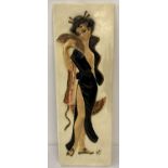 A 1960's chalk plaque depicting an oriental lady. Registered number to front.