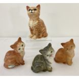4 small Beswick ceramic cat figurines.