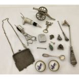A small collection of antique and vintage silver and silver plated items.