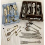 A collection of Kings pattern cutlery together with a tray of vintage table cutlery.