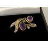 A contemporary design amethyst set dress ring by Meredith Silver, Scotland.