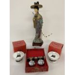 4 pieces of modern Chinese collectables to include boxed items.