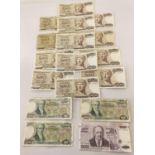 A collection of 17 assorted Greek Drachma bank notes. Comprising: 1 x 10,000 note, 13 x 1,000