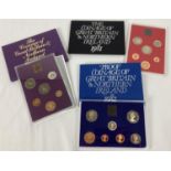 3 Royal Mint cased proof sets Coinage Of Great Britain & Northern Ireland with original cardboard