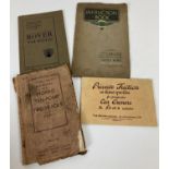 A small collection of vintage car manuals and information booklets. Comprising: Instruction Book The