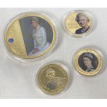 A collection of Royal commemorative gold plated coins and medallions by Westminster Collection and