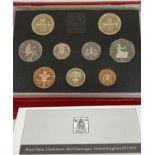 A Royal Mint cased proof set of British coins for 1989, complete with collection card. Set