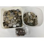 2 tubs of mixed vintage British and foreign coins. To include examples from Canada, Spain, France