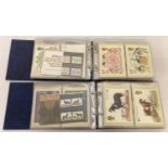 2 blue British Post Office Picture Card albums containing a total of 38 sets of mint collectors