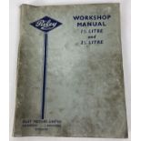 A vintage Riley Workshop Manual for 1½ litre & 2½ litre. Cover and spine discoloured, a couple of