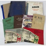 A collection of 8 vintage car manuals. To include Rover 60-75-90 Workshop Manual, Rover 3 Litre