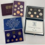 3 vintage Royal Mint British coinage proof sets. Comprising: 1987 UK proof set and 1982 & 1970