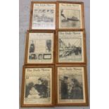 A set of 6 framed & glazed commemorative newspapers from 1912 depicting front cover news stories