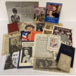 A box of assorted books & ephemera relating to The Royal Family. To include 1935 special silver