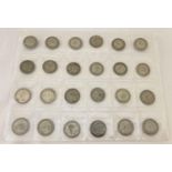 A collection of 24 half silver sixpences. Sovereign heads of George V and VII.