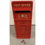 A full sized, red painted, cast metal ER post box with gold painted detail. Complete with keys.