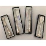 4 boxed P.O.S.H (Port Out Starboard Home) Club silver plated souvenir cutlery items to include