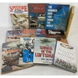 12 assorted hardback books relating to military aircraft.