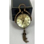 A brass bound ball watch pendant with tassel detail, roman numeral markers & hinged pendant bale.