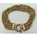 A silver gilt popcorn chain multi strand bracelet with large spring clasp by Veronese. Marked '925