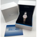 A ladies Le Grand Sport wristwatch by Seiko. Stainless steel case and bracelet strap with mother