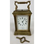 A Goldsmith's Company, 112 Regent Street, London carriage clock. Brass frame with top, side and back