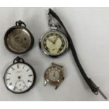A silver pocket watch by J.W.Benson Ludgate Hill, London together with a silver pocket watch case, a