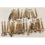 2 bags of chunky wooden handled lacemaking bobbins. 37 bobbins in total.