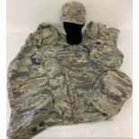 2 US Air Force camouflage style canvas jackets complete with embroidered badges (size 44R)