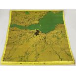 WWII German oil cloth canvas pilot's map of Edinburgh and Dundee. Maps to both sides. The
