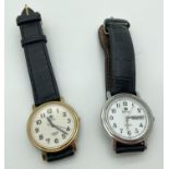 2 Royal London Men's wristwatches both with leather straps. One with stainless steel case, white